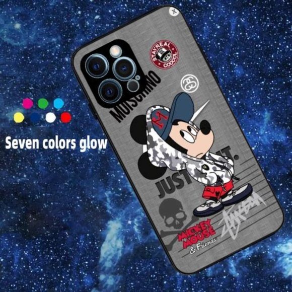 iPhone 13 | LED Sound Activated Tempered Glass  Cases | Mickey Mouse Design✨ - Picture 1 of 5